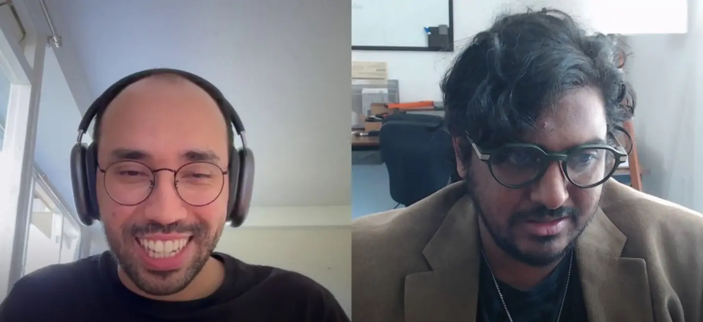 Raag Harshavat of Even Realities wearing the camera-free Even G2 smart glasses during a Metavertising podcast interview